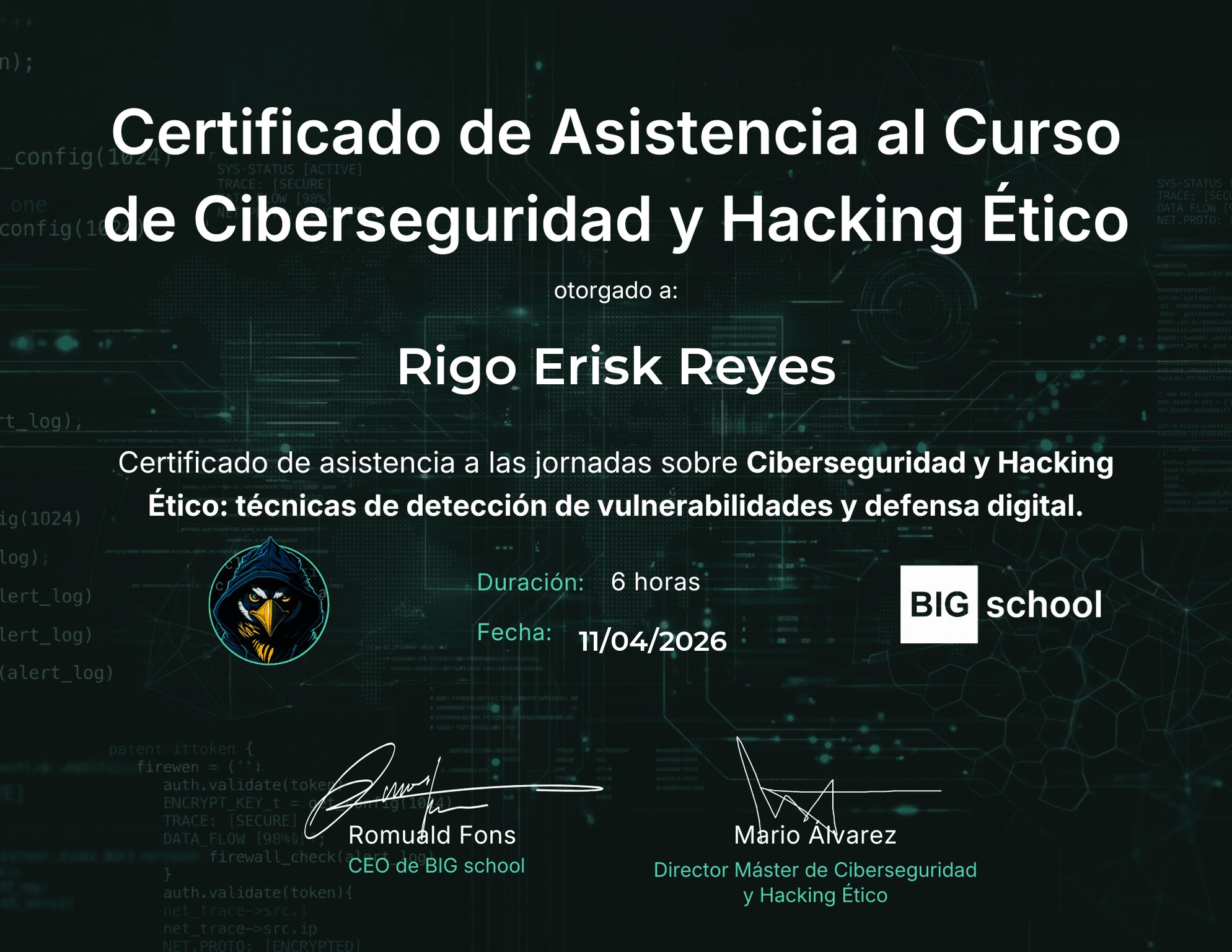 Zertifikat Cybersecurity und Ethical Hacking